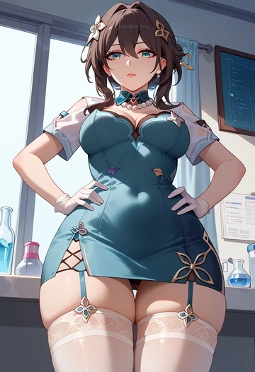 star rail,ruan mei,nurse pantyhose,mini skirt, sexy  - AI generated anime art